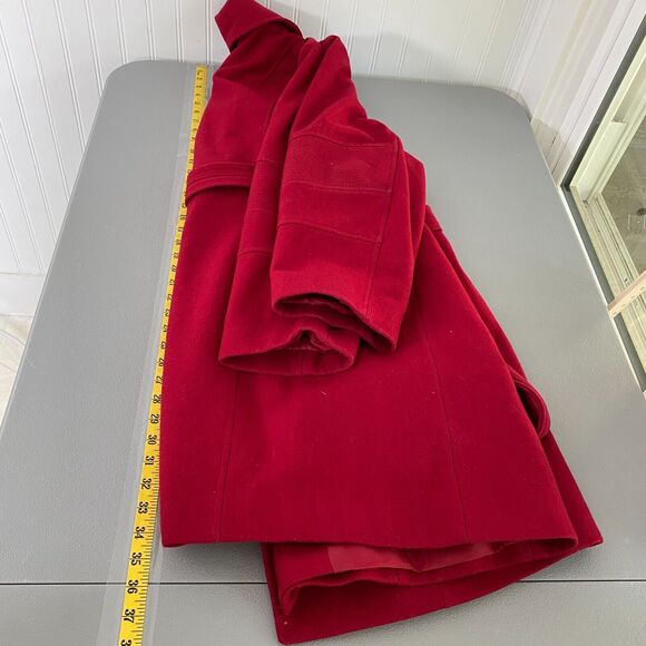 Michael Kors Womens Wool Blend Pea Coat Jacket Size 2X Red Belted Sophisticated - Picture 13 of 14